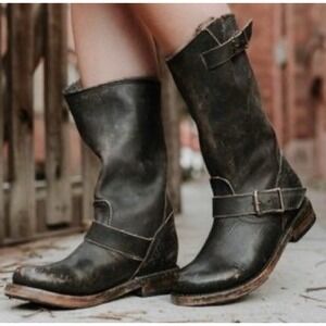 FREEBIRD Steve Crosby Womens Size 8 Black Leather Engineering Biker Moto Boot